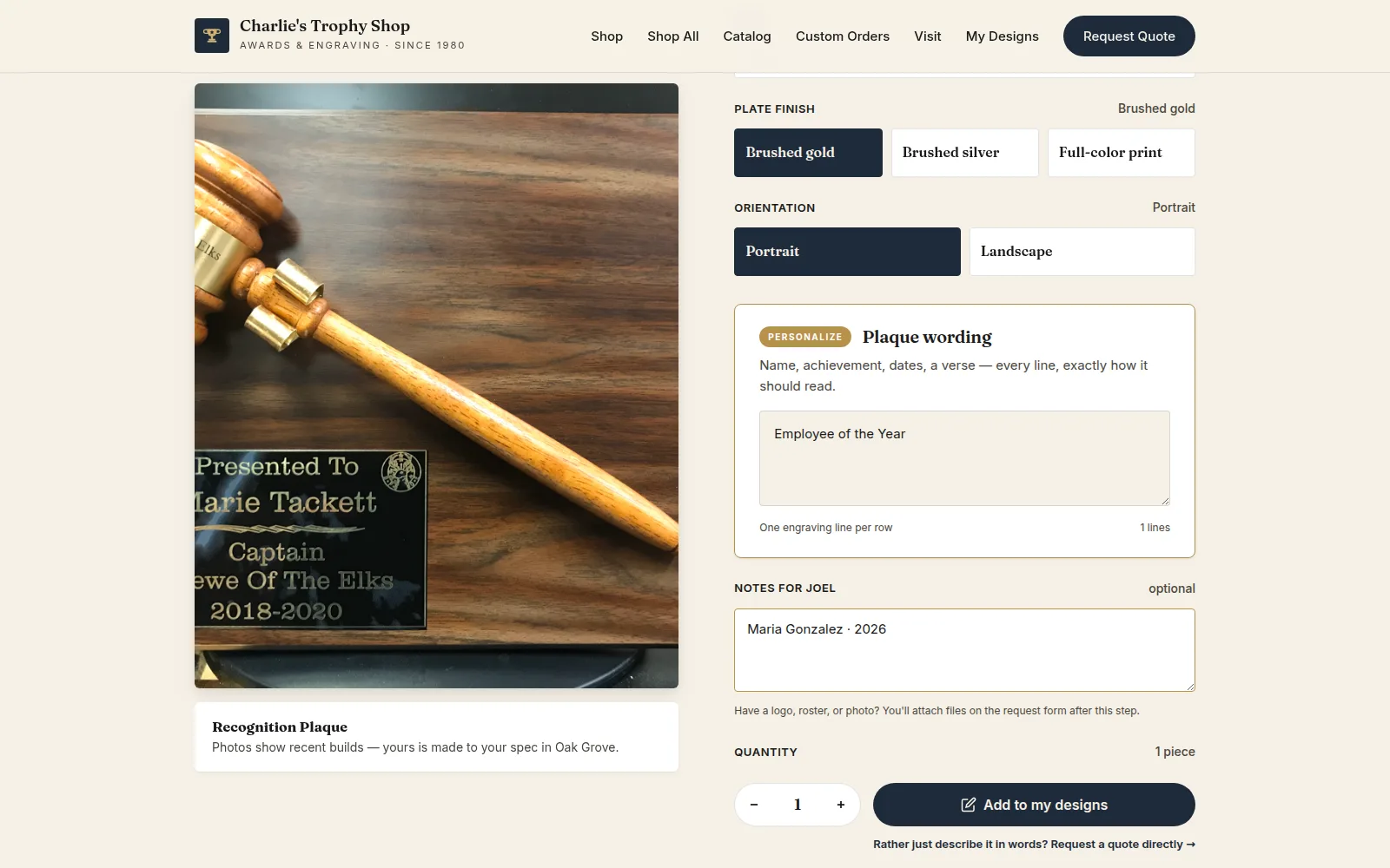 Universal designer for plaques and corporate awards.