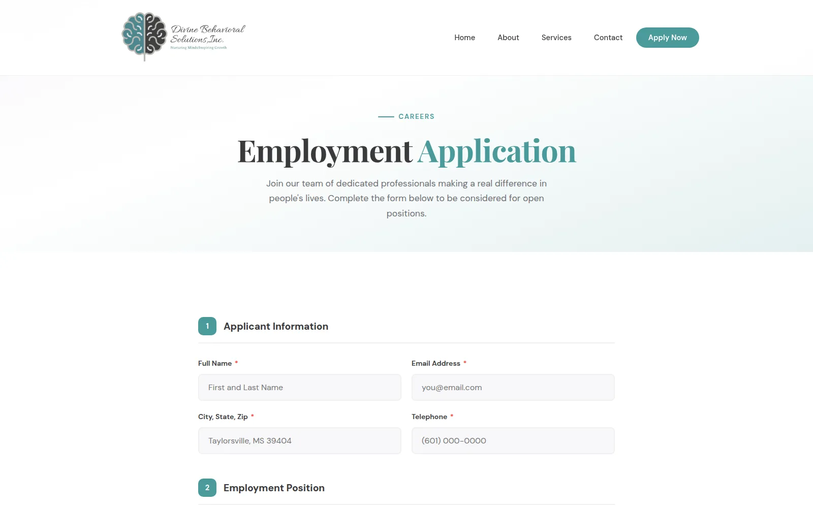 The application starts with the basics and keeps every section on one page.